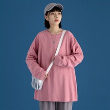21早春新款纯色长袖T恤男女士打底衫圆领纯棉A158-T88889-P21图片