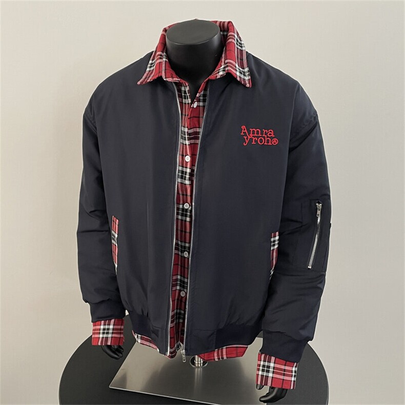 加棉美式复古假两件外套男潮牌棒球服夹克JK06626-P73加棉P85,男装夹克,星座308B-2