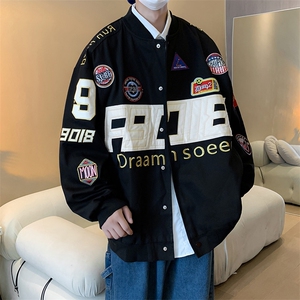oversize美式棒球服秋季潮牌夹克hiphop高街机车赛车服 W5164-P62图片