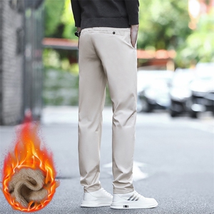 直筒休闲裤男士秋冬加绒款修身新款抗皱免烫西裤D189-P50加绒P55图片