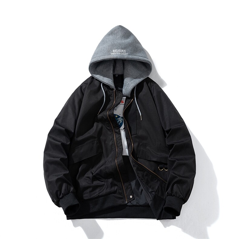 现货 三色带帽可拆卸秋冬飞行服棉服情侣装夹克潮牌炸街外套图片