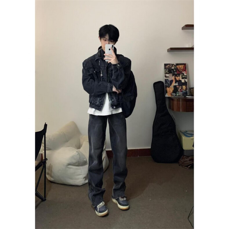 【有货】美式复古蓝色牛仔外套男春秋短款高级感夹克F10HH-特P78,男装夹克,星座1007（原301D）