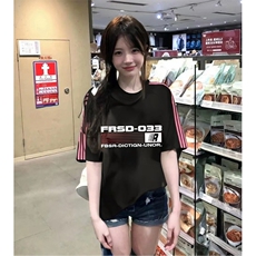 抖音得物品质二开240克宽松纯棉美式潮牌印花三条杠中性风短袖T恤，男装T恤，电商A486-1
