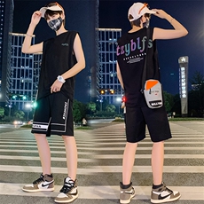2021青少年新款男女情侣装薄款纯棉卡通宽松背心套装男TZ260，男装背心/马甲，电商A441