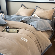 新款纯色牛奶绒包边款四件套包边，床品套件，一起卖家纺