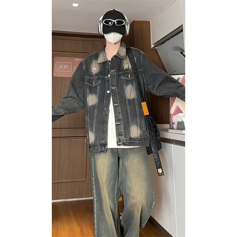 牛仔夹克外套男生美式复古色牛仔衣A13-P85,男装工装外套,电商D312-1