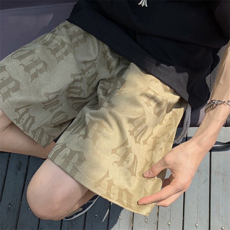 抖音品质麂皮绒雕花字母短裤休闲五分裤JDK237-P40控58,女装休闲裤,电商B370