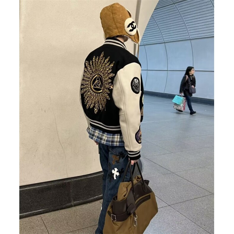 W10403-P73网图现货美式嘻哈黑八徽章印花棒球服复闲夹克外套,男装夹克,星座1608