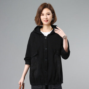 2021秋季新款时尚水洗磨破牛仔连帽外套，女装牛仔外套，叶笙衣