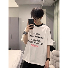 夏季美式高街重磅纯棉三条杠织带撞色男女短袖T恤ZD360-特P30，男装T恤，电商A486