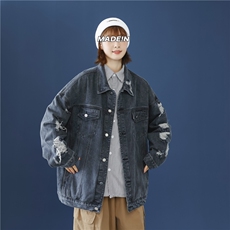 jk629-p70-限价98现货破洞港风大码肥仔牛仔外套ins宽松夹克，男装工装外套，星座116