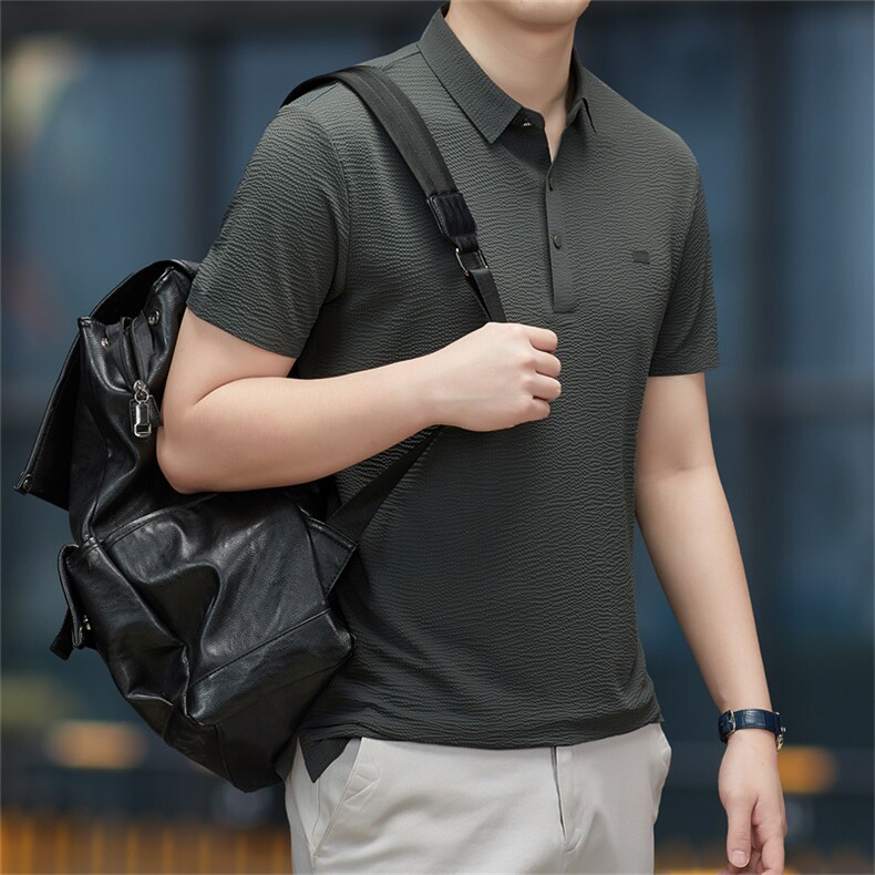 男士短袖T恤保罗polo衫2023夏季新款中年休闲男装半袖翻领体恤衫,男装Polo衫,电商B212（原钱塘6029）