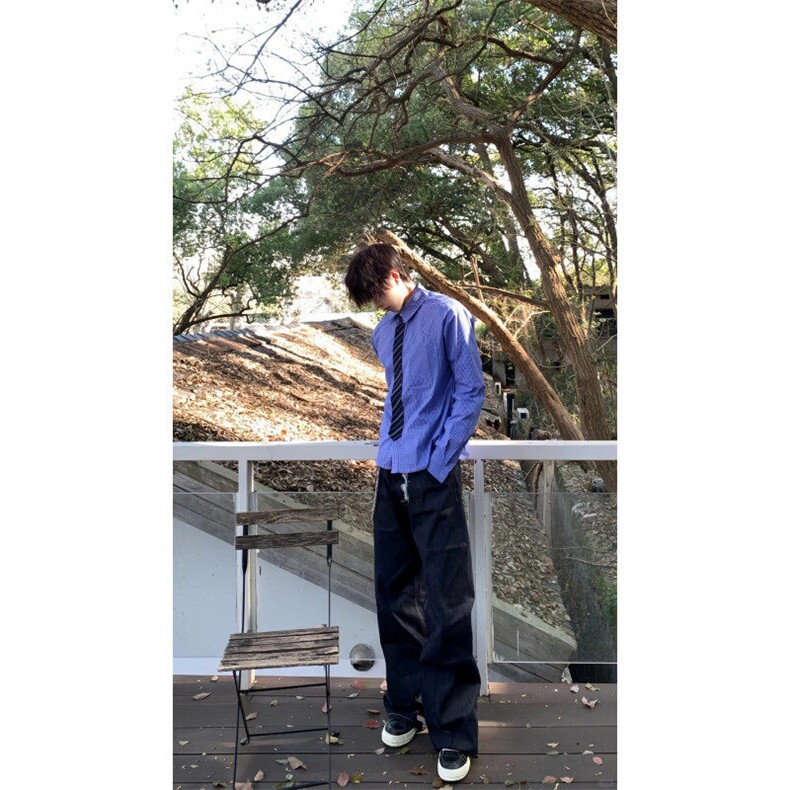 CS001NLL-特P50假两件带领带蓝色格子衬衫男长袖春秋衬衣外套,男装衬衫,星座1007（原301D）