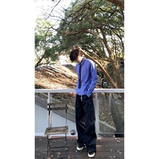 CS001NLL-特P50假两件带领带蓝色格子衬衫男长袖春秋衬衣外套，男装衬衫，星座1007（原301D）