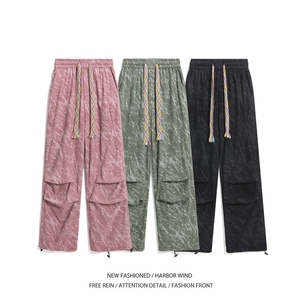 秋季新款潮流花色褶皱灯芯绒宽松休闲裤B315-K24299-特p35控68图片