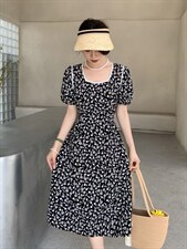 [现货]波点收腰显瘦连衣裙，两色、三个尺码，女装连衣裙，依柏璐(1F)