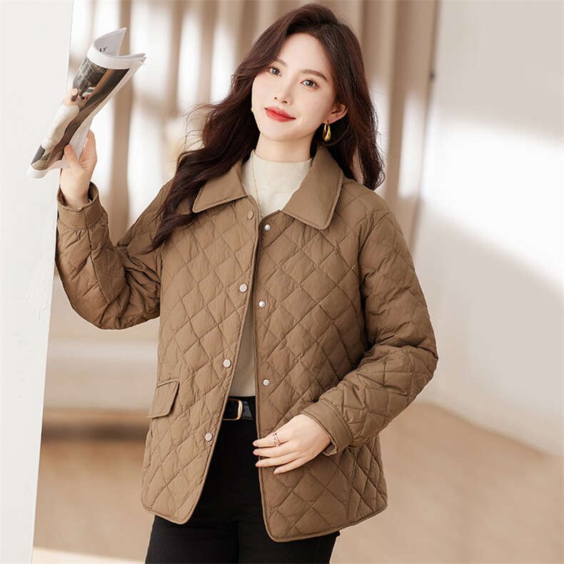 简约百搭白鸭绒羽绒服女2025新款衬衫领轻薄羽绒服休闲短外套图片