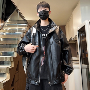 男士立领情侣外套春季皮夹克潮青年休闲大码男装A266-PY008-P75图片