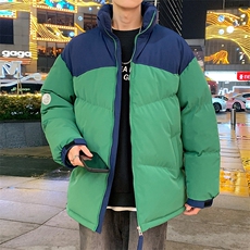 港风潮牌新款拼色立领棉服潮流保暖棉衣M071-P85控118，男装棉衣，星座717