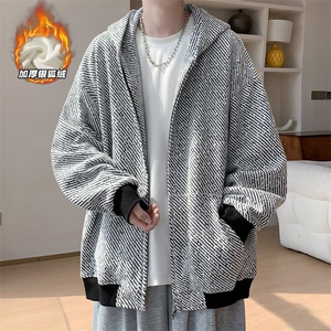 460g重磅银丝雪尼尔保暖银狐绒开衫卫衣外套W5034J加绒特P68控118图片