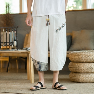 热卖夏季男装七分裤棉麻宽松大码男装休闲裤XZ314A-1-K40-P25图片
