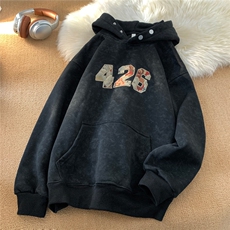 ！815A-WR2227-P70控98冬季加绒加厚贴布绣卫衣上衣套头扎染，男装卫衣，星座815A