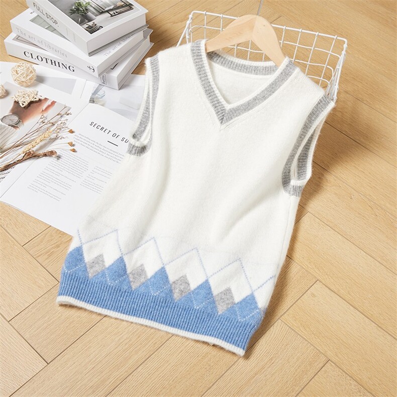 温暖百搭亲肤舒适儿童V领无袖马甲35%羊绒马甲，童装马夹/背心，梵泰羊绒