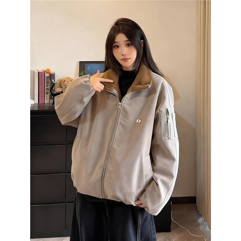 高街座山雕冬季保暖加厚毛绒棉服外套工装夹克棉袄上衣款JKK811,男装夹克,星座516A
