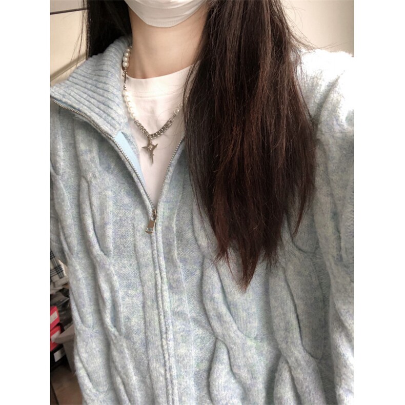 【有货】M6528CC-特P75复古麻花针织开衫男女拉链毛衣立领外套,男装针织衫/毛衣,星座1007（原301D）