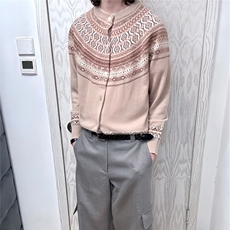 MY39-P58提花拼色民族风圆领单排扣插肩袖针织衫2025秋冬，男装T恤，电商B323A