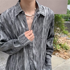 春夏慵懒风长袖衬衫薄潮流宽松衬衣男装高级感休闲上衣CS0674-P50，男装衬衫，星座308B-1
