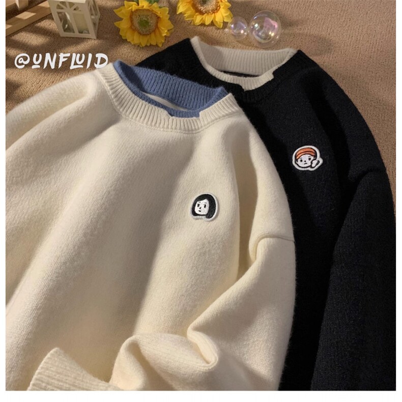 1506A/GMY6090/P50日系潮流假两件毛衣男秋冬圆领针织衫复古宽松,男装针织衫/毛衣,星座1506A