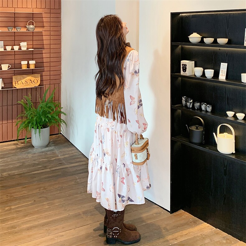 现货-春季新款蝴蝶印花两件套裙203-6021-P175-K248,女装套装/套裙,浙宝203