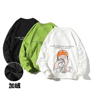 【】A003-HW3071R-P45冬装新款加绒卡通印花童趣卫衣 白底图片