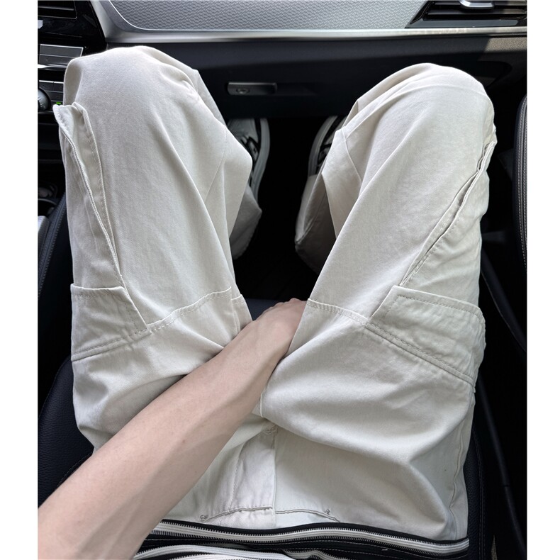 高质量！美式复古多口袋工装裤街头宽松褶皱XZ603-K777-特P65,男装休闲裤,星座603