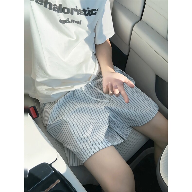 法式经典慵懒风条纹短裤清新复古休闲情侣款裤子K847TP20无差价,男装牛仔裤,电商A102B