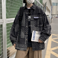 牛仔外套男秋季潮牌ins美式高街夹克男春秋腰果花JK02055-P60，男装夹克，星座308B-1