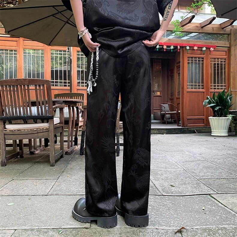 龙纹提花冰丝裤男新中式风裤子FA136P38衬衫FC57价格38,男装衬衫,星座1116-2