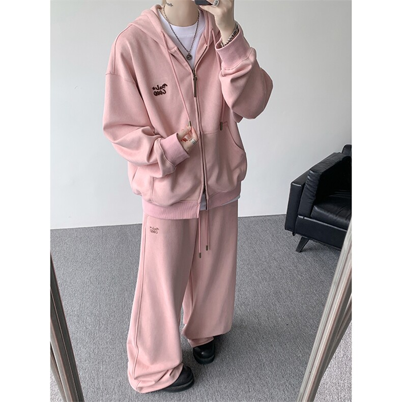 麂皮绒连帽卫衣运动套装男校园风运动服两件套学生班服TZ115-P128,男装休闲套装,电商D206-1