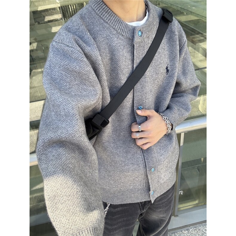 秋冬慵懒风简约百搭重磅拉链毛衣男长袖宽松休闲情侣立领针织开衫，男装针织衫/毛衣，星座203-1
