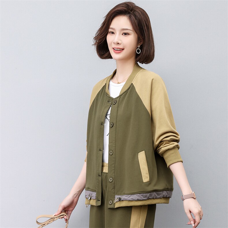 时尚拼色宽松短外套女春秋新款休闲百搭显瘦棒球服上衣图片