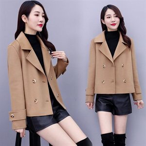 短款秋冬装新款时尚气质年轻版羊毛小个子短款双面呢大衣外套，女装毛呢外套，媚琳依坊