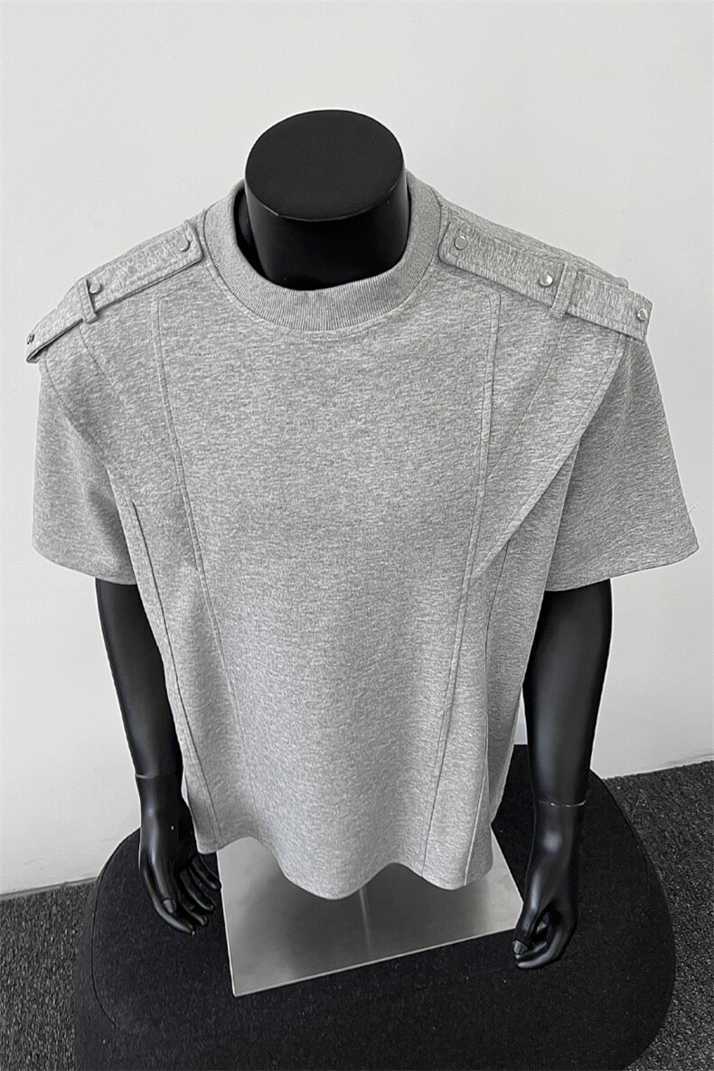 XZ514-2-T4-P48夏季短袖t恤男美式高街金属垫肩正肩潮牌半袖,男装T恤,星座514-2(原B239)