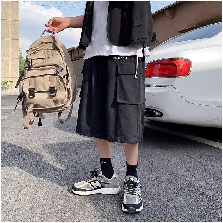 夏季七分裤男休闲潮宽松嘻哈7分短裤ins潮牌港风百搭运动bf工装裤,男装牛仔裤,星座1210-1