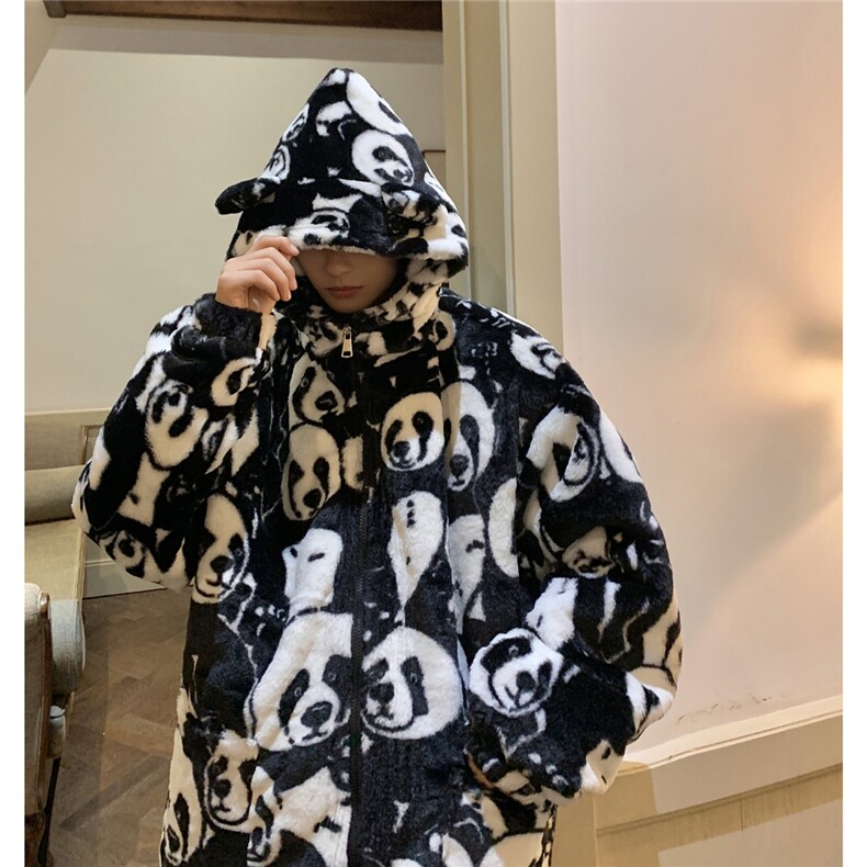 港风羊羔毛棉衣女连帽毛绒棉服男外套男8701P105控138,男装棉衣,星座226-1