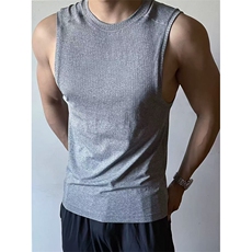 美式健身背心高弹无缝打孔针织修身无袖T恤训练运动短袖BX12P30，男装背心/马甲，电商D256-1(原A064-1)