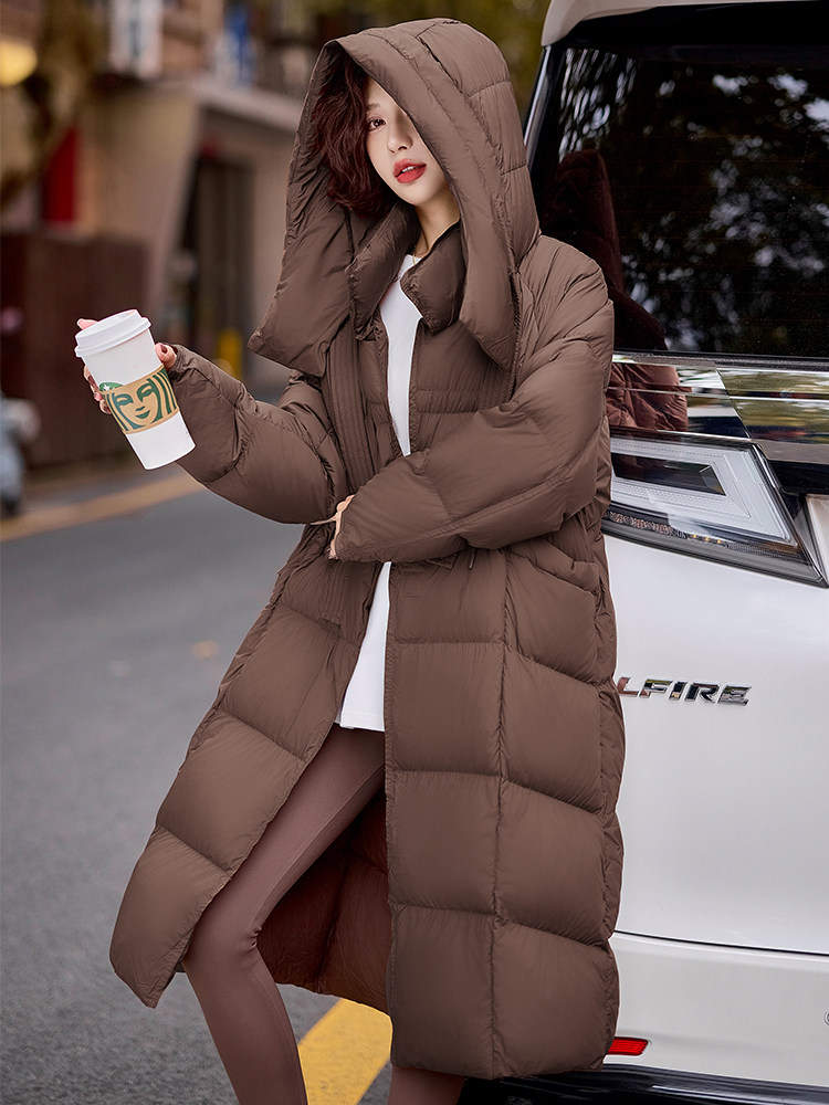 现货2024冬季新款时尚廓形保暖加厚长款面包服羽绒服,女装羽绒服,深水步