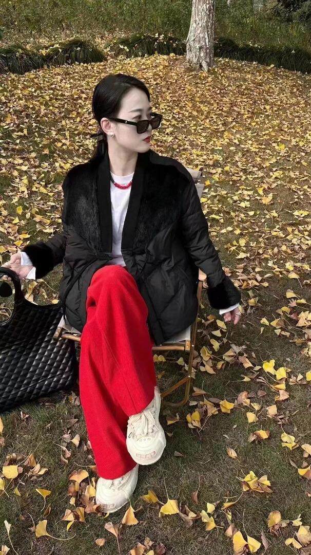 现货，拼毛羽绒服，女装羽绒服，淳沐