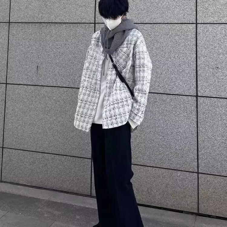 小香风外套男秋季格子衬衫潮牌高级感宽松翻领夹克女M450,男装夹克,星座1116A（原606A-3）