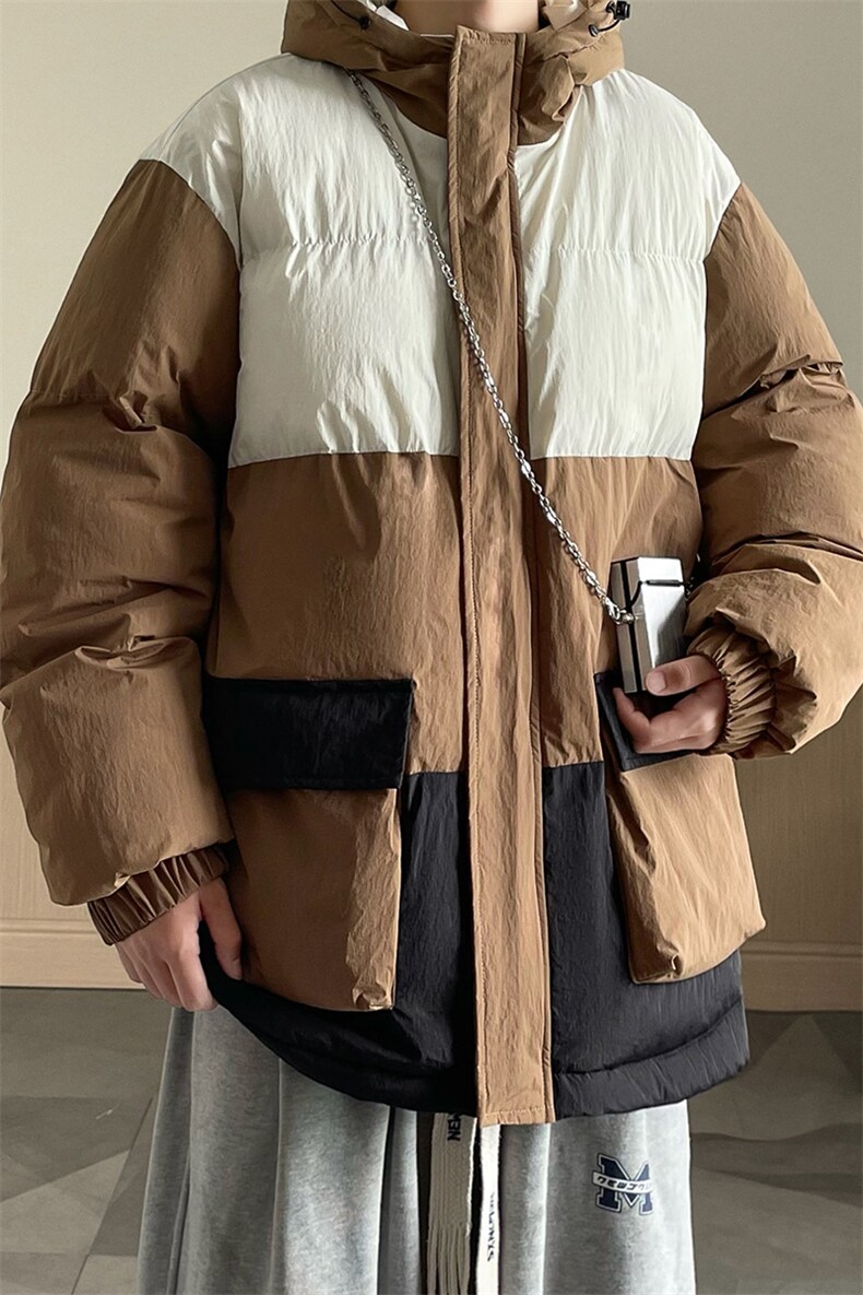 港风2025新品冬季宽松情侣装撞色棉衣棉服冬装加厚外套D008-P100,男装棉衣,星座717